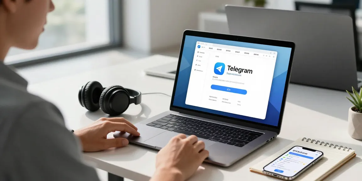 Setting up Telegram Chinese language interface in a modern tech workspace.
