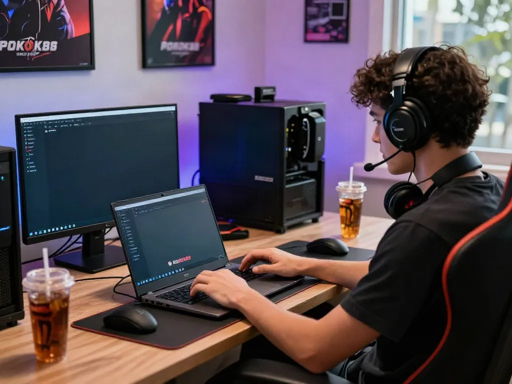 Engaging with rokok88 login on a modern gaming setup.