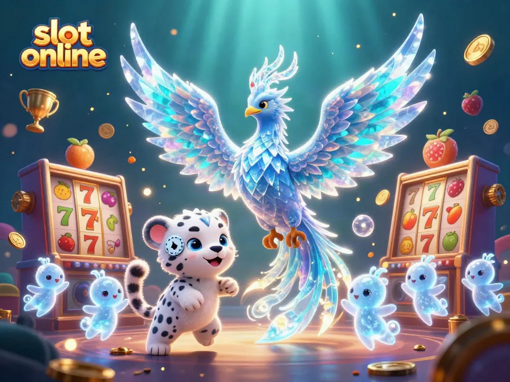 Experience thrilling slot online action with a mesmerizing scene featuring an ice phoenix and enchanting sprites.